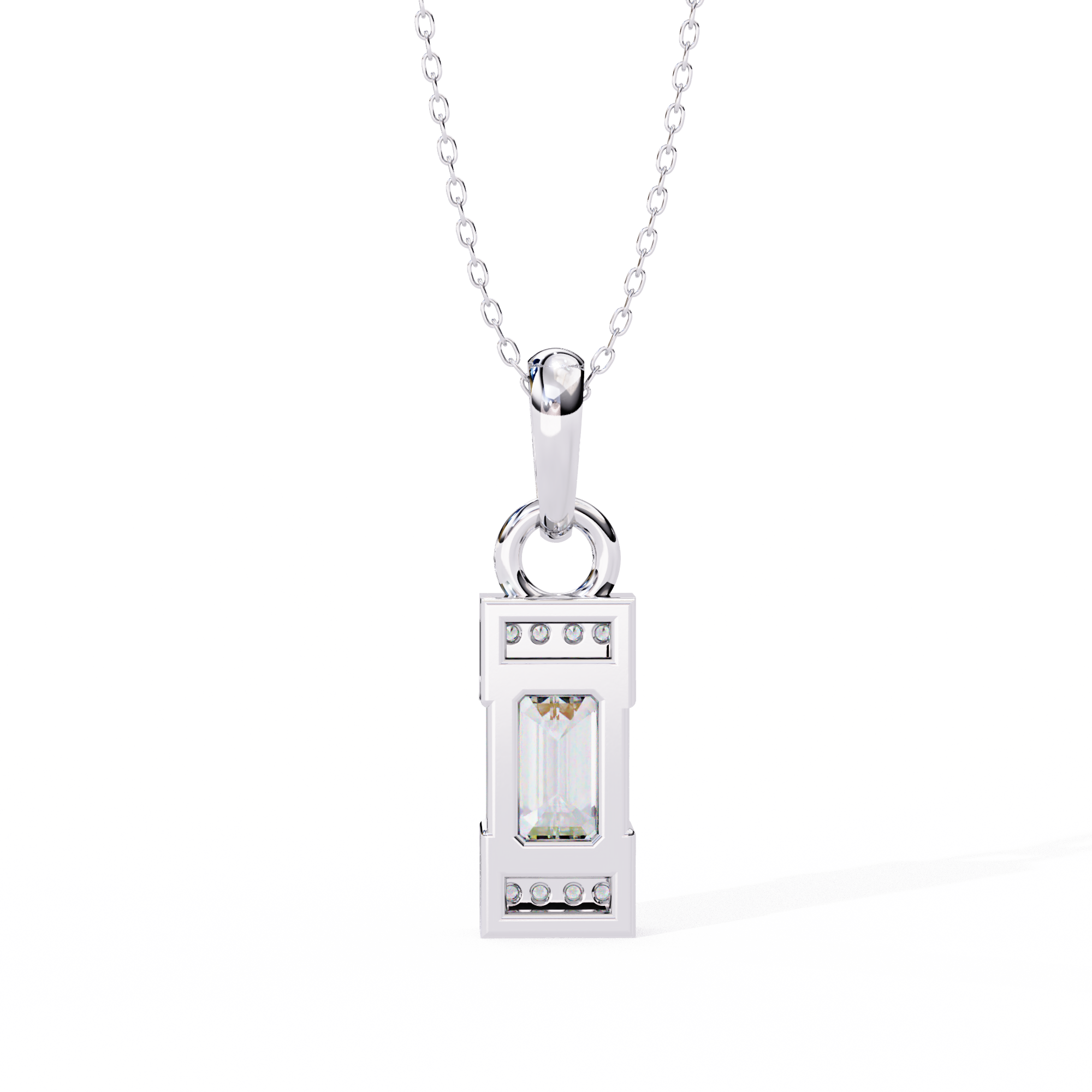Solitairekart 1.05ct Natural Diamond Elevate Emerald Pendant-H Color, VS1 Clarity